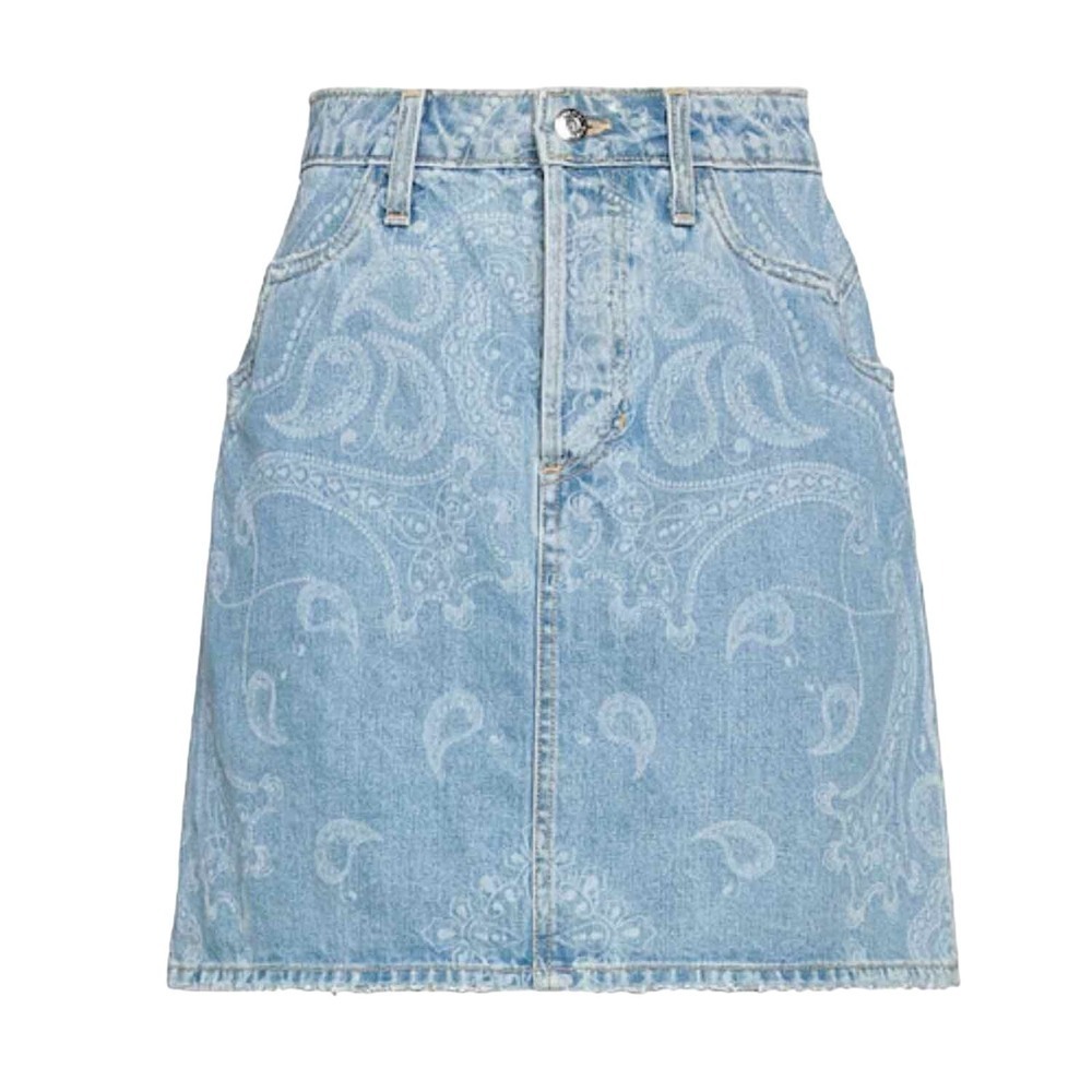 Jonathan Simkhai Indigo Blue Denim Paisley Print Mini Jean Skirt Size 24